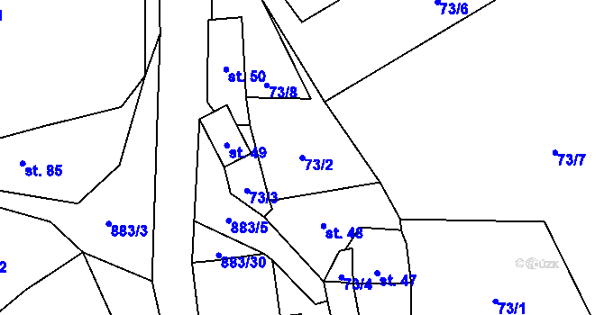 Parcela st. 73/2 v KÚ Chlistov, Katastrální mapa