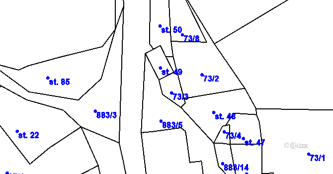 Parcela st. 73/3 v KÚ Chlistov, Katastrální mapa