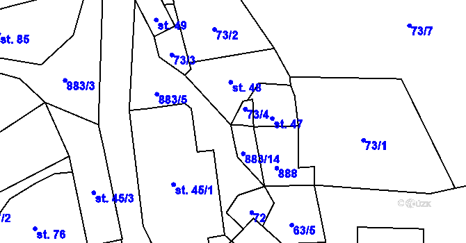 Parcela st. 73/4 v KÚ Chlistov, Katastrální mapa