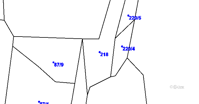 Parcela st. 218 v KÚ Chlistov, Katastrální mapa