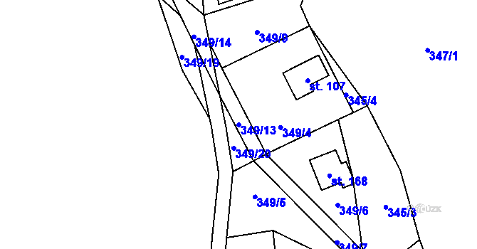 Parcela st. 349/13 v KÚ Chlistov, Katastrální mapa