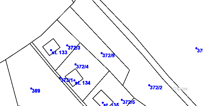 Parcela st. 372/9 v KÚ Chlistov, Katastrální mapa
