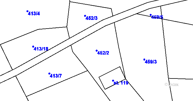 Parcela st. 452/2 v KÚ Chlistov, Katastrální mapa