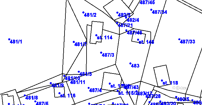 Parcela st. 487/3 v KÚ Chlistov, Katastrální mapa