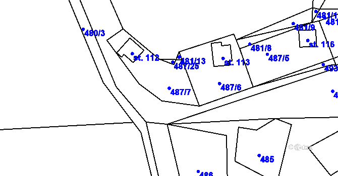Parcela st. 487/7 v KÚ Chlistov, Katastrální mapa