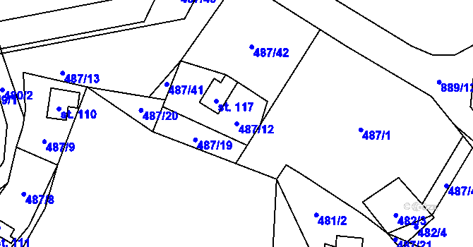 Parcela st. 487/12 v KÚ Chlistov, Katastrální mapa