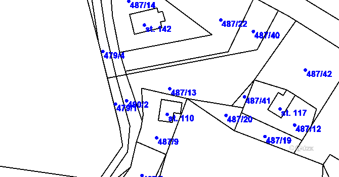 Parcela st. 487/13 v KÚ Chlistov, Katastrální mapa