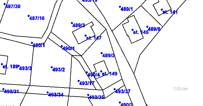 Parcela st. 489/2 v KÚ Chlistov, Katastrální mapa
