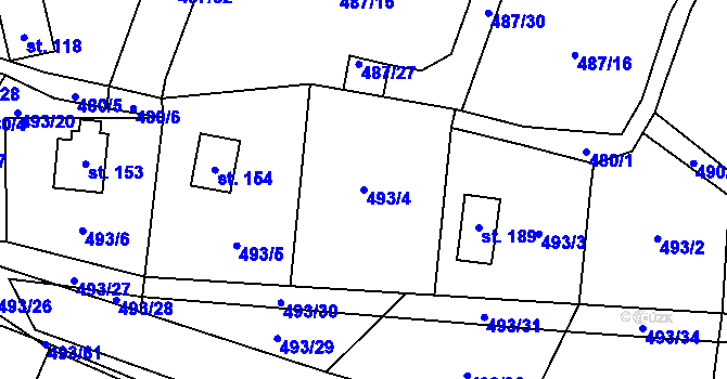 Parcela st. 493/4 v KÚ Chlistov, Katastrální mapa