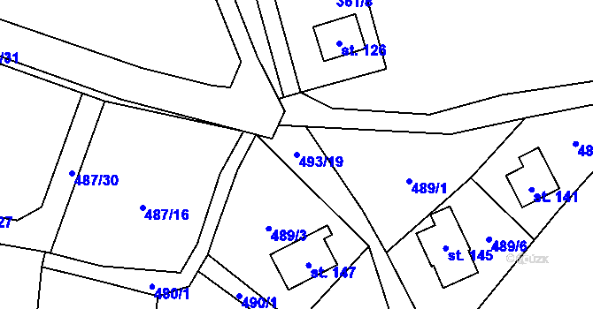 Parcela st. 493/19 v KÚ Chlistov, Katastrální mapa