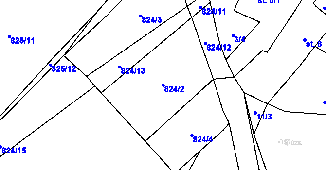 Parcela st. 824/2 v KÚ Chlistov, Katastrální mapa