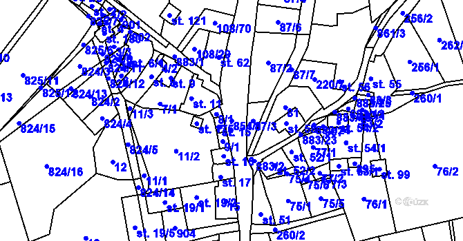 Parcela st. 854/1 v KÚ Chlistov, Katastrální mapa