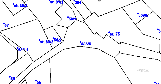 Parcela st. 883/6 v KÚ Chlistov, Katastrální mapa