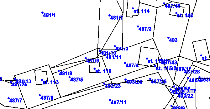 Parcela st. 481/11 v KÚ Chlistov, Katastrální mapa