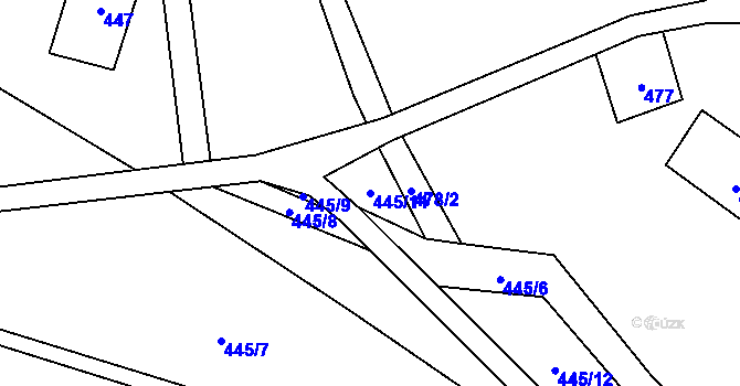 Parcela st. 445/11 v KÚ Chlistov, Katastrální mapa