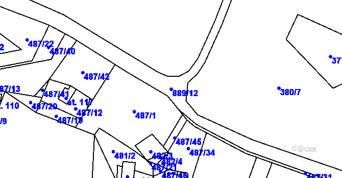 Parcela st. 889/12 v KÚ Chlistov, Katastrální mapa