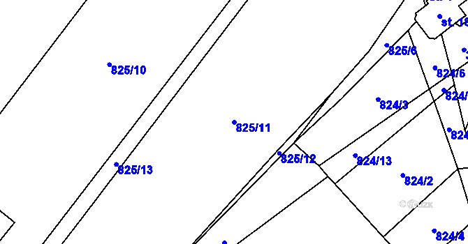 Parcela st. 825/11 v KÚ Chlistov, Katastrální mapa