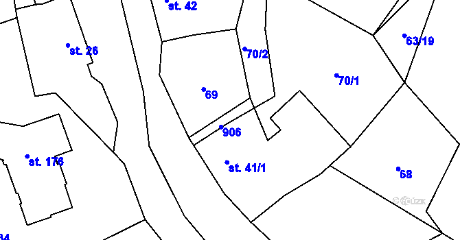 Parcela st. 41/2 v KÚ Chlistov, Katastrální mapa