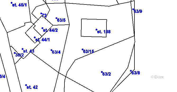 Parcela st. 63/15 v KÚ Chlistov, Katastrální mapa