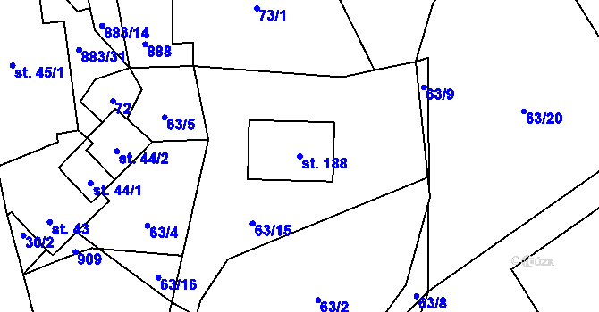 Parcela st. 188 v KÚ Chlistov, Katastrální mapa