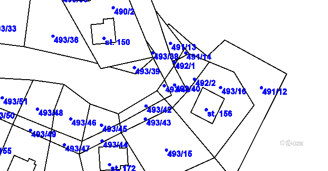 Parcela st. 493/41 v KÚ Chlistov, Katastrální mapa