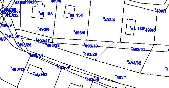 Parcela st. 493/30 v KÚ Chlistov, Katastrální mapa