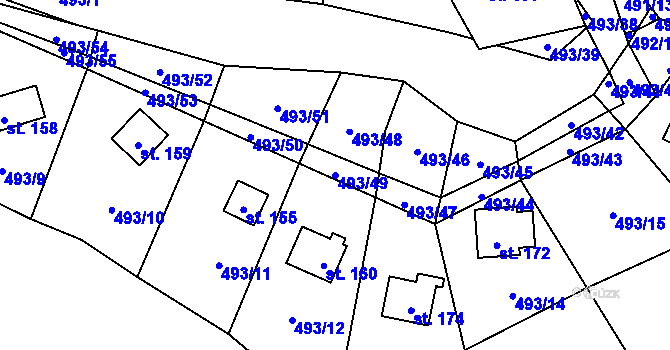 Parcela st. 493/49 v KÚ Chlistov, Katastrální mapa