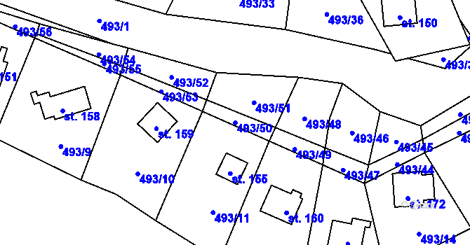 Parcela st. 493/50 v KÚ Chlistov, Katastrální mapa