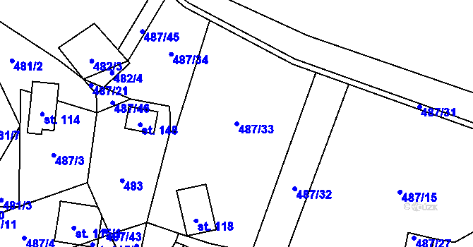 Parcela st. 487/33 v KÚ Chlistov, Katastrální mapa