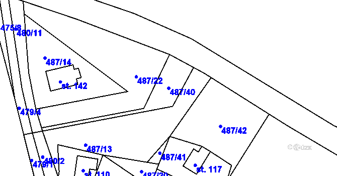Parcela st. 487/40 v KÚ Chlistov, Katastrální mapa