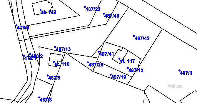 Parcela st. 487/41 v KÚ Chlistov, Katastrální mapa