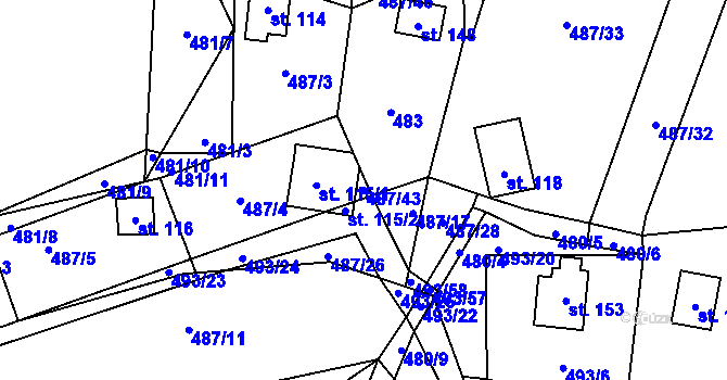Parcela st. 487/43 v KÚ Chlistov, Katastrální mapa