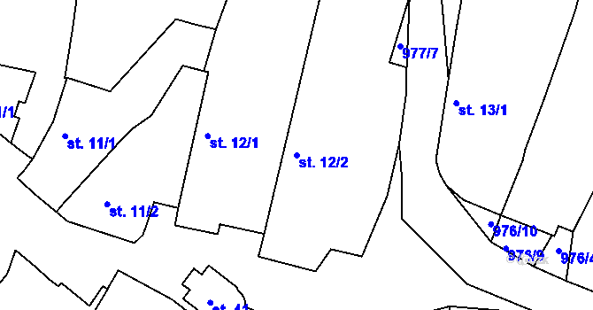 Parcela st. 12/2 v KÚ Chlístov u Rokytnice nad Rokytnou, Katastrální mapa