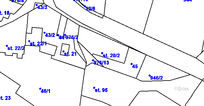 Parcela st. 20/2 v KÚ Chlístov u Rokytnice nad Rokytnou, Katastrální mapa
