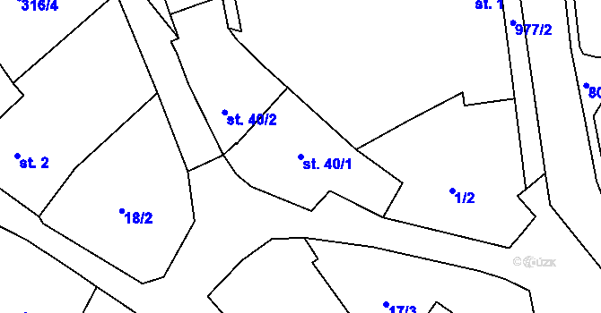 Parcela st. 40/1 v KÚ Chlístov u Rokytnice nad Rokytnou, Katastrální mapa