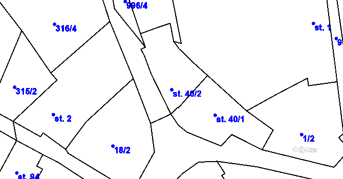 Parcela st. 40/2 v KÚ Chlístov u Rokytnice nad Rokytnou, Katastrální mapa