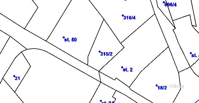 Parcela st. 315/2 v KÚ Chlístov u Rokytnice nad Rokytnou, Katastrální mapa