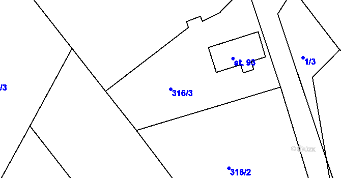 Parcela st. 316/3 v KÚ Chlístov u Rokytnice nad Rokytnou, Katastrální mapa