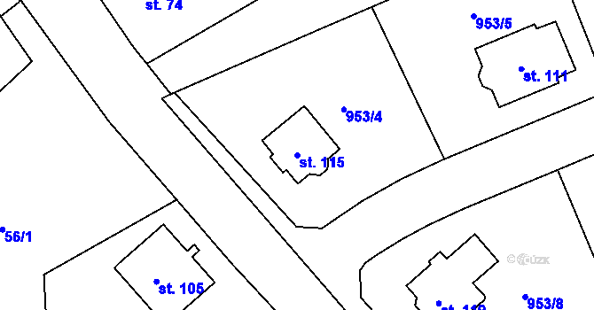 Parcela st. 115 v KÚ Chlístov u Rokytnice nad Rokytnou, Katastrální mapa