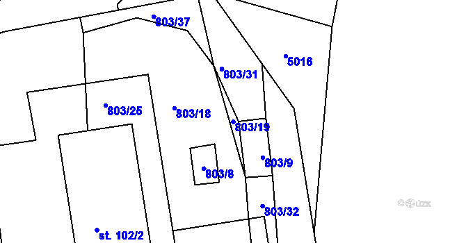 Parcela st. 803/19 v KÚ Chlístov u Rokytnice nad Rokytnou, Katastrální mapa