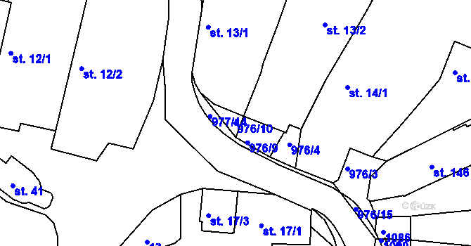 Parcela st. 976/10 v KÚ Chlístov u Rokytnice nad Rokytnou, Katastrální mapa