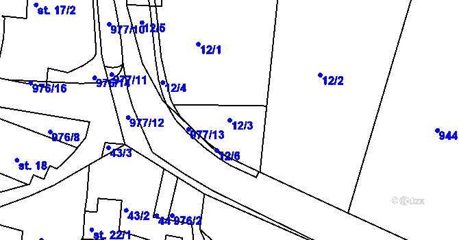Parcela st. 12/3 v KÚ Chlístov u Rokytnice nad Rokytnou, Katastrální mapa