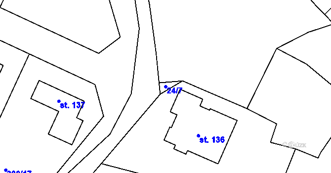 Parcela st. 24/7 v KÚ Chlístov u Rokytnice nad Rokytnou, Katastrální mapa