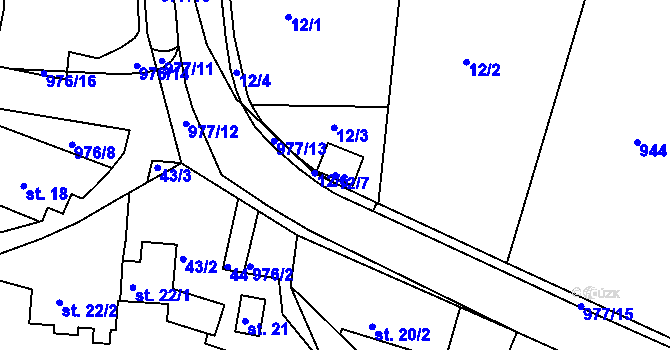 Parcela st. 12/7 v KÚ Chlístov u Rokytnice nad Rokytnou, Katastrální mapa