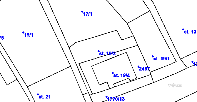 Parcela st. 19/2 v KÚ Chlístovice, Katastrální mapa