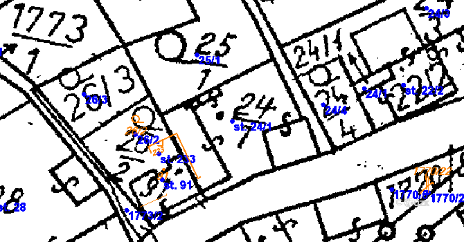 Parcela st. 24/1 v KÚ Chlístovice, Katastrální mapa