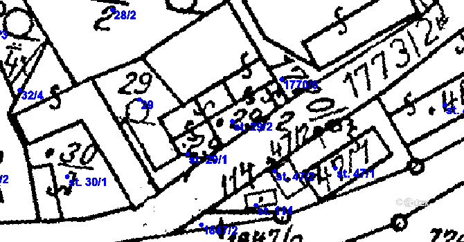 Parcela st. 29/2 v KÚ Chlístovice, Katastrální mapa