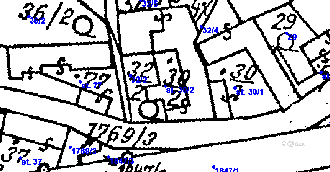 Parcela st. 30/2 v KÚ Chlístovice, Katastrální mapa