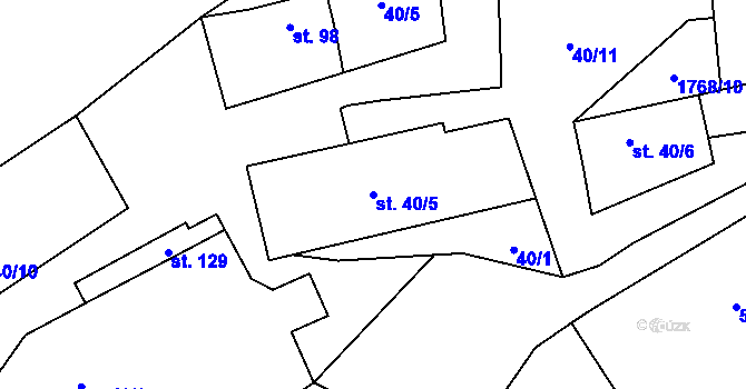 Parcela st. 40/5 v KÚ Chlístovice, Katastrální mapa