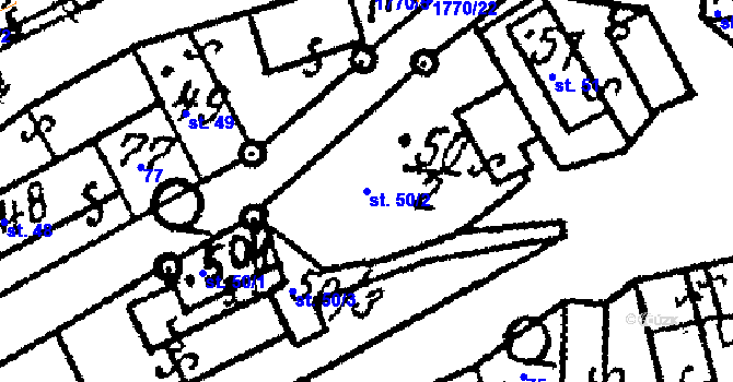 Parcela st. 50/2 v KÚ Chlístovice, Katastrální mapa